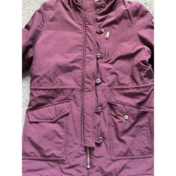 American Eagle Burgundy Sherpa Hooded Jacket Drawstring Waist Utility Size L - Picture 3 of 8